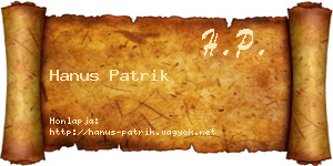 Hanus Patrik névjegykártya